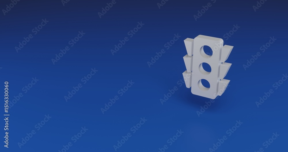 Poster isolated realistic white traffic lights symbol with shadow. located on the right side of the scene. 