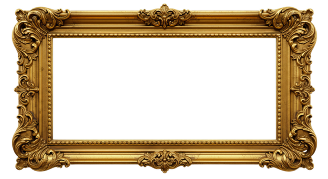 Ornate Gold Picture Frame with Decorative Border
