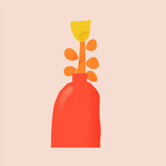 Vector paper cutout flat vase with abstract flowers bouquet in pastel tones, featuring halftone texture and collage style. Minimalist hand drawn illustration for posters, invitations, and web design