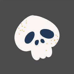 Vector Halloween cute skull illustration featuring a playful and spooky kawaii character with a whimsical design, perfect for kids and holiday decoration