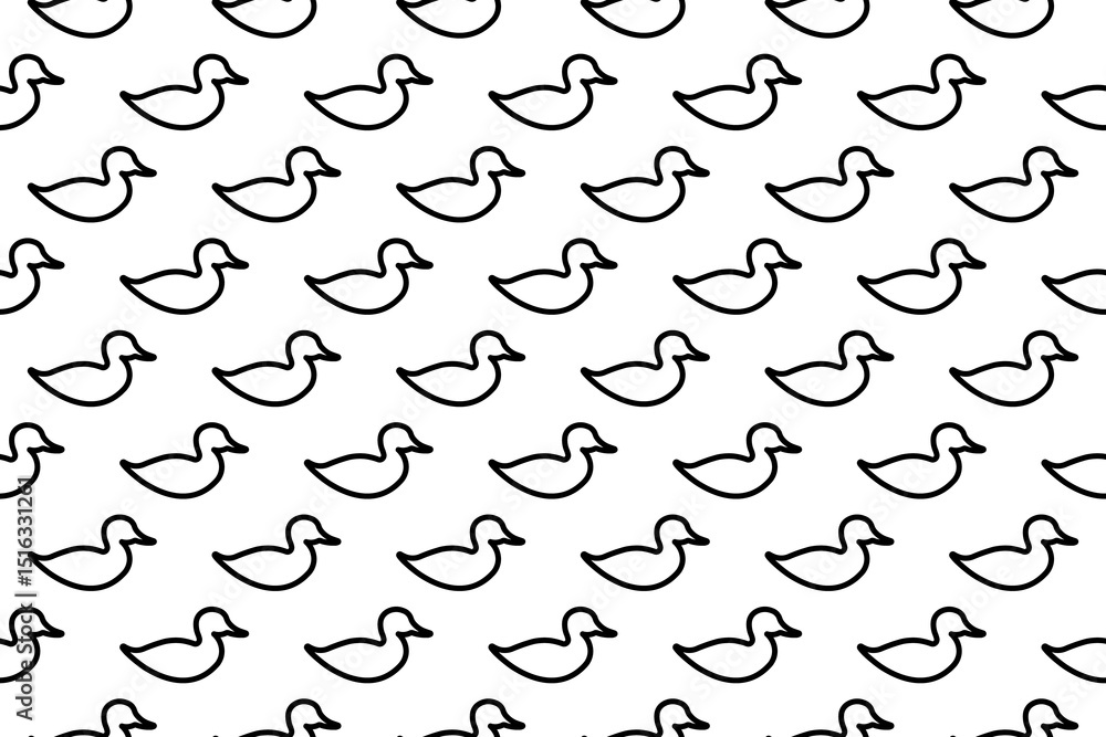Poster seamless pattern completely filled with outlines of duck symbols. elements are evenly spaced. illust