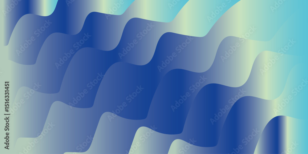 Poster background with abstract wave patterns in shades of colorful blue and white.creating a soft wave pat