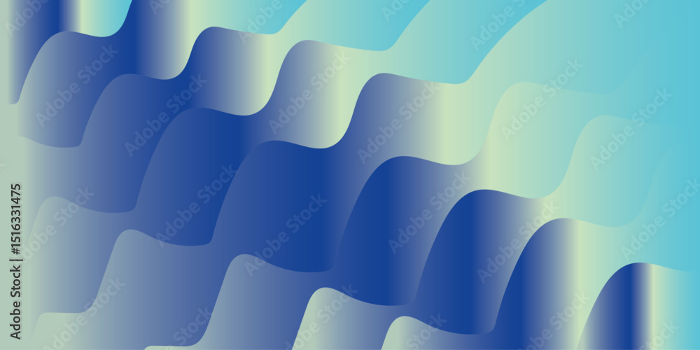 Poster background with abstract wave patterns in shades of colorful blue and white.creating a soft wave pat