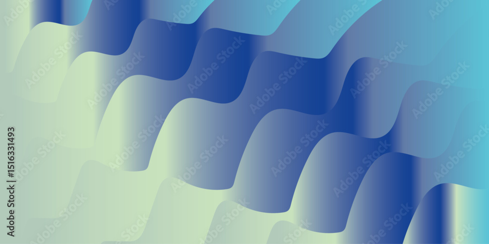 Poster background with abstract wave patterns in shades of colorful blue and white.creating a soft wave pat