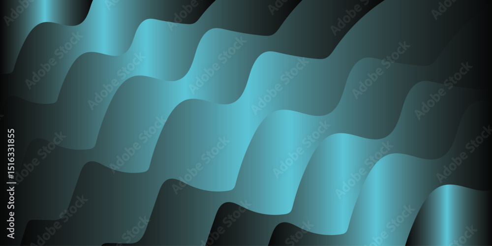 Poster abstract waves in warm colors on a dark blue background..vector illustration with gredient and lines