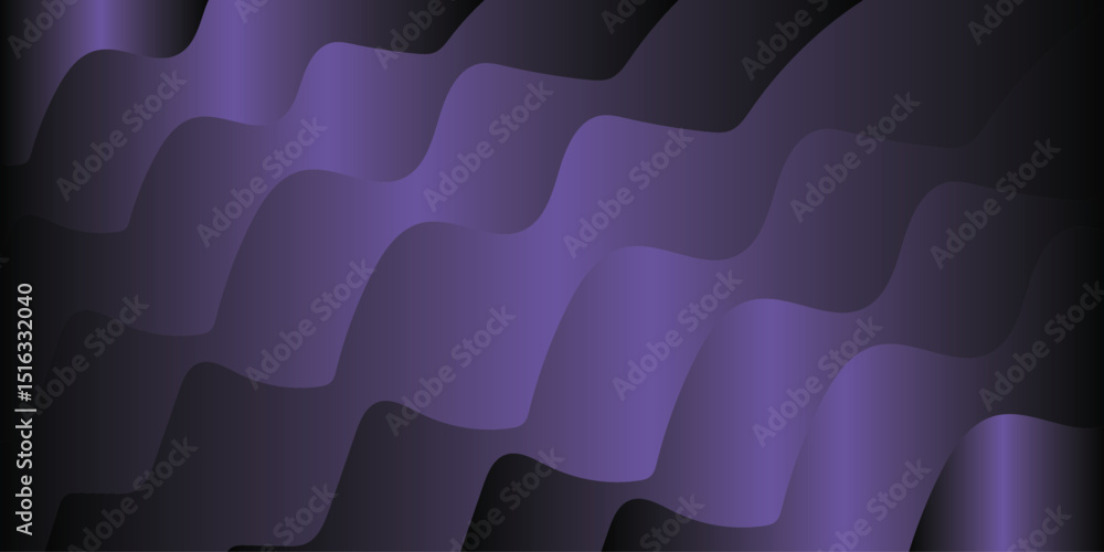 Poster abstract waves in warm colors on a dark porple background..vector illustration with gredient and lin