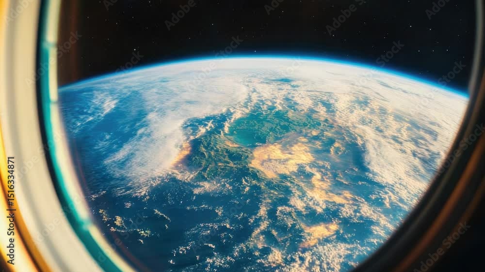 Poster view of the earth from an airplane window