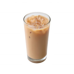 A refreshing glass of iced coffee with ice cubes, perfect for hot days. The creamy texture and rich flavor make it an ideal choice for coffee lovers.