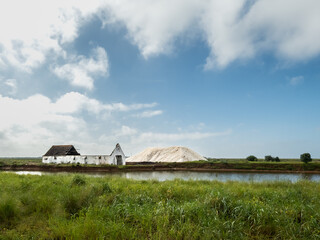 Traditional salt flat basins and outbuilding in Algarve