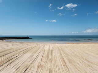 Estoril beach prepared  for the summer season