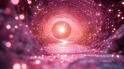 Mystical pink cavern with a glowing orb, suggesting an otherworldly portal