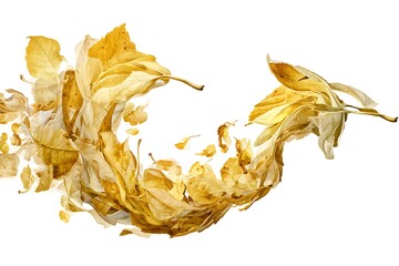 a sharp gust of wind blasting dry autumn leaves into chaotic midair dance, ultra-high detail isolated on pure