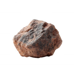 Obraz premium A textured stone with earthy hues isolated on a white background, showcasing its natural beauty and unique character, perfect for various artistic and educational purposes.