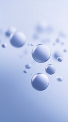 Abstract illustration of floating water droplets on a soft blue background creating a serene and calming atmosphere for design and creative projects