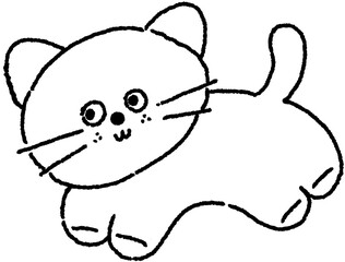 귀여운 고양이 라인 손그림 컬러링 스티커
