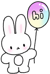 풍선을 든 토끼 인사 일러스트