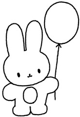 풍선을 든 토끼 라인 드로잉