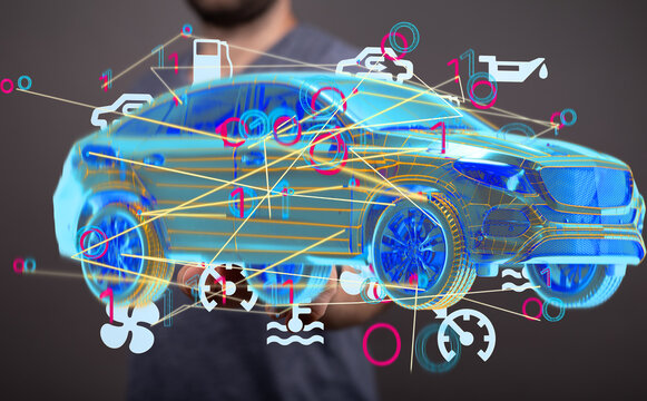 Innovative car maintenance & repair.  Digital interface displays key vehicle data.