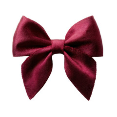 A vibrant burgundy bow, perfect for decoration or crafting, displayed on a white isolated background to emphasize its rich color and texture.