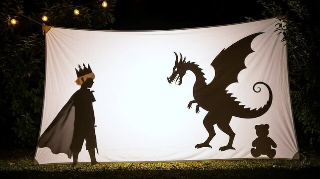 Shadow Puppet Story King Fights Dragon