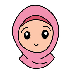 Muslim Woman Vector Cartoon