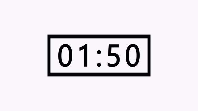 Digital Countdown Timer Animation with Colorful Circular Design, 2 mint, 2 minuter countdown timer on white background, time left 2 minuter to 0 seconds
