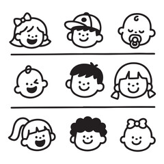 set of cartoon children