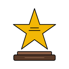 Star and pedestal icon. Lineal color style.