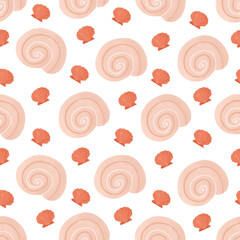 Sea shell seamless summer pattern. Hand drawn print for wrapping or wallpaper or textile.
