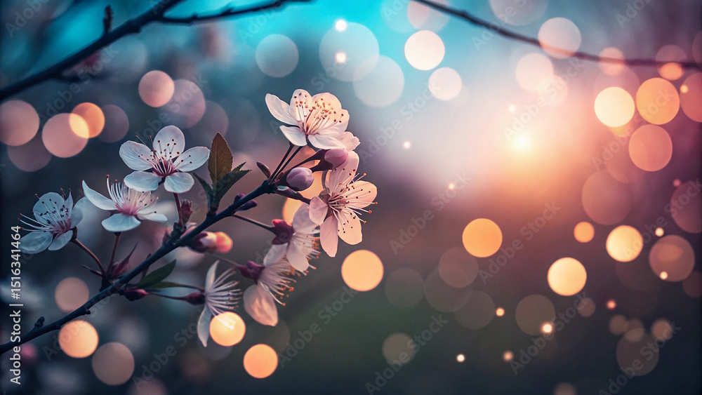 Poster abstract bokeh background with colorful defocused light particles