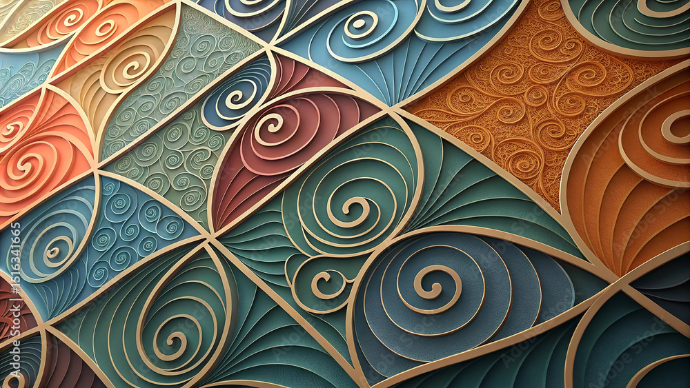 Aufkleber abstract curve geometries background with smooth 3d rendering effect