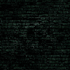 Dark green grunge brick wall forming textured background