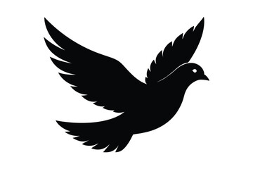 Fototapeta premium Dove bird flying silhouette in peaceful flight for gentle design projects vector illustration.