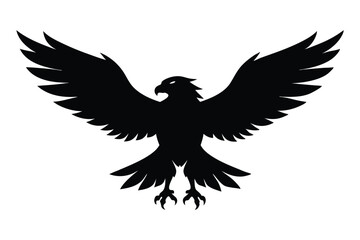 Obraz premium Eagle flying silhouette in bold flight for powerful and majestic design projects vector illustration.