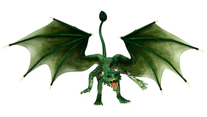 3D Rendering Fairy Tale Dragon on White