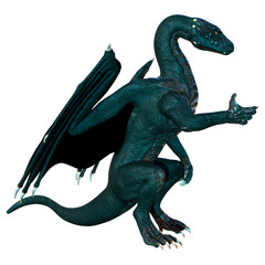 3D Rendering Fairy Tale Dragon on White