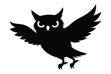 Obraz premium Mysterious owl flying silhouette perfect for fantasy and wildlife designs vector illustration.