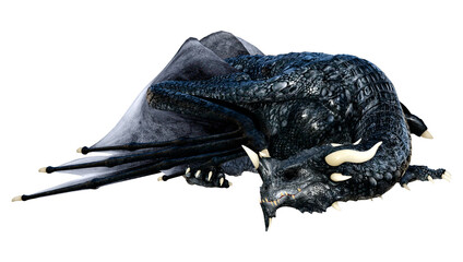 3D Rendering Fairy Tale Dragon on White