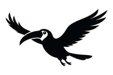 Obraz premium Toucan bird flying silhouette in bright colors perfect for tropical and exotic designs vector illustration.
