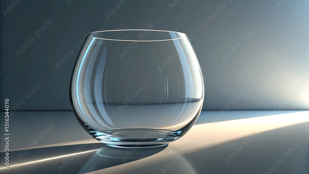 Poster curve glass with illuminated light effect in vibrant 3d rendering