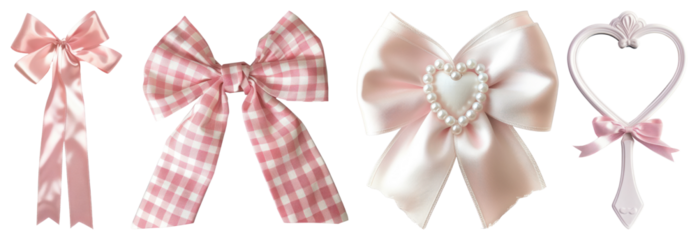 PNG Elegant pink bows collection, element set on transparent background