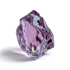 a shimmering amethyst fragment suspended, internal fractures refracting light into subtle purple hues, isolated crisply against pure