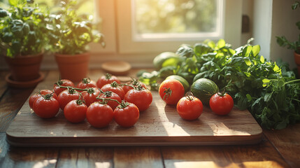 Weigh scales with fresh vegetables on wooden floor, a balanced and healthy lifestyle choice