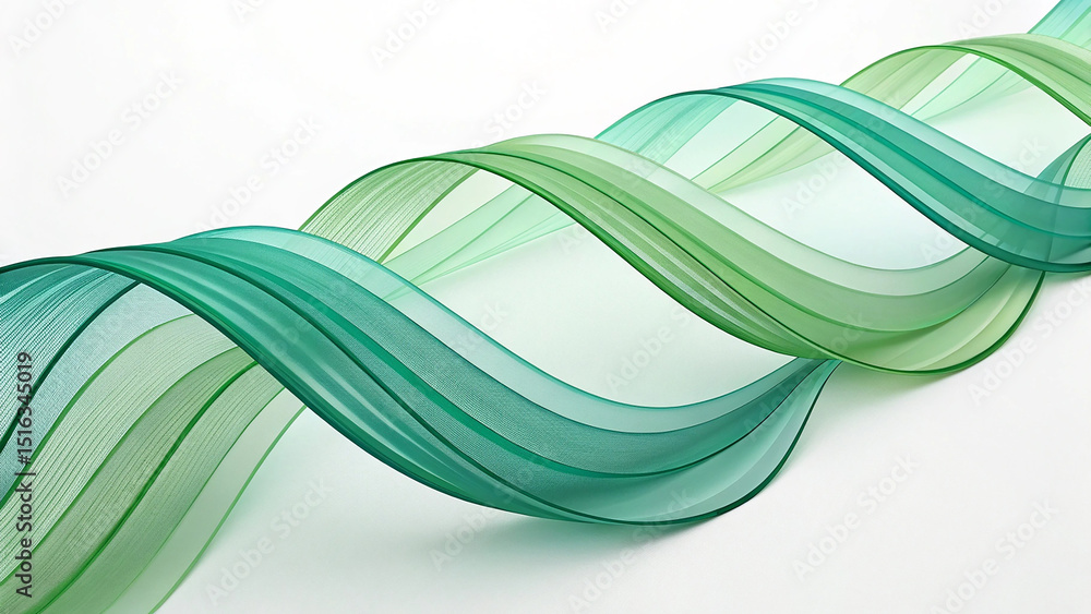 Aufkleber flowing gradient green curve ribbons background in soft wave design