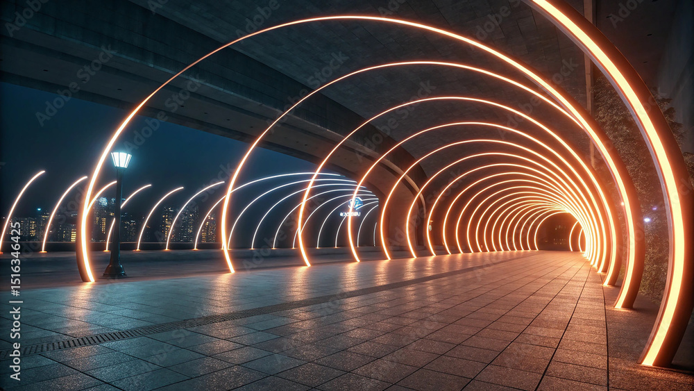 Aufkleber glowing round illuminated lines with abstract blur and glow
