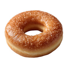 Delicious donut with a golden-brown glaze, isolated on a white background, perfect for dessert or bakery themes.