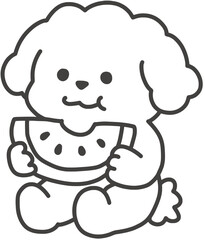 수박먹는 강아지