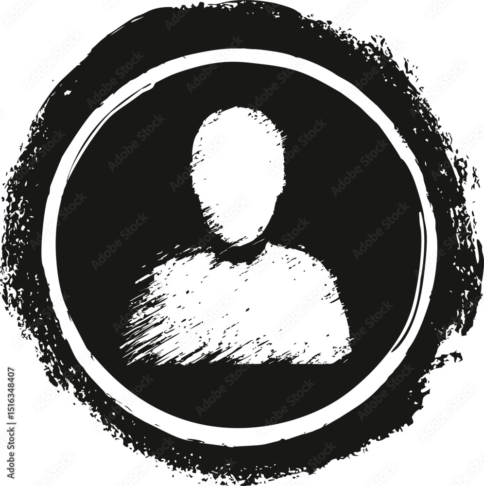 Poster grunge style anonymous user icon in black and white sketch art design. vector illustration