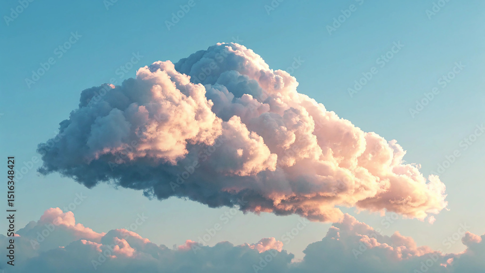 Aufkleber isolated soft cloud in sky with minimal 3d realistic rendering