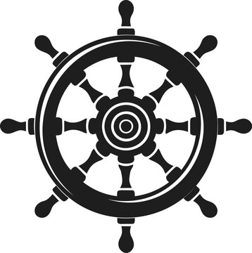recommend clip art: Black and white ship steering wheel illustration with nautical theme. Vector illustration